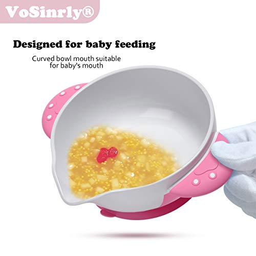 VoSinrly Baby Mate Suction Bowl for Toddlers with Fork & Spoon Set - Toddler Bowls with Suction and Lid - BPA Free Baby Feeding Set - Great Gift for Baby Birthdays & Preschool Graduations (Pink)