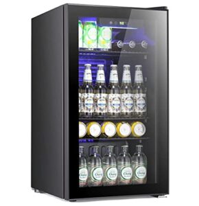 antarctic star beverage refrigerator -100 can mini fridge for soda beer or wine,small drink dispenser, for office or bar with adjustable removable shelves，convertible door ，3.2 cu. ft.…