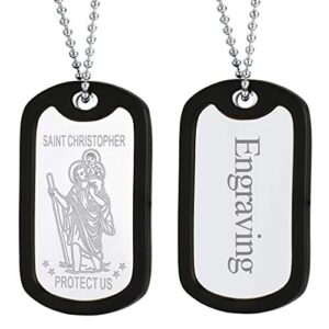 faithheart customized saint christopher necklace silicone dog tag pendant charms old-school mens army tags jewelry for travellers surfer