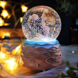 Snow Globes,Mermaid Snowglobes with Musical,LED Lights, Gifts for Girls,Birthday Christmas Festival Gift for 5-12 Year Old Girls (Pink)