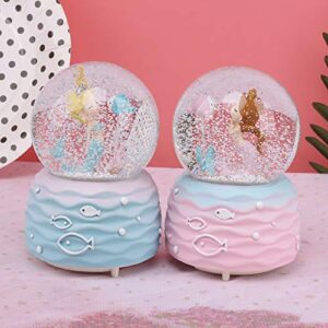 Snow Globes,Mermaid Snowglobes with Musical,LED Lights, Gifts for Girls,Birthday Christmas Festival Gift for 5-12 Year Old Girls (Pink)