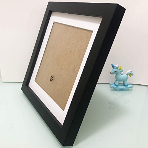 6x6 Picture Frames with 4x4 Opening Mat. Black 6x6 Square Photo Frame. Solid Wood, Plastic Panels.The Protective Film Must be Removed.Front Windows 5.6x5.6 without Mat. The Table or The Wall.