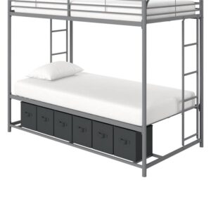 DHP Bonnie Twin Bed with Storage Bins Bunk, Silver