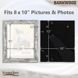 Icona Bay 8x10 Pony Gray Picture Frame, Country Rustic Style 8 x 10 Photo Frame, Table Top or Wall Mount, Barnwood Collection