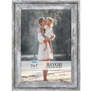 icona bay 5x7 azure gray picture frame, cape cod style 5 x 7 photo frame, table top or wall mount, bayou collection