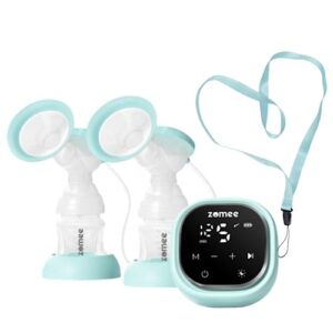 zomee z2 double electric breast pump – with expression, massage, and 2-phase modes - rechargeable and portable wearable breast pump