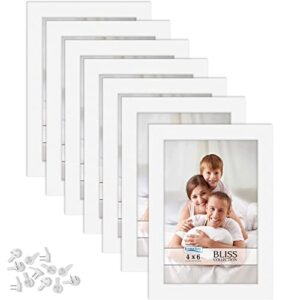 icona bay 4x6 picture frames (white, 12 pack), modern style wood composite frames table top or wall mount, bliss collection