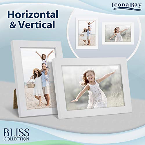 Icona Bay 4x6 Picture Frames (White, 12 Pack), Modern Style Wood Composite Frames Table Top or Wall Mount, Bliss Collection