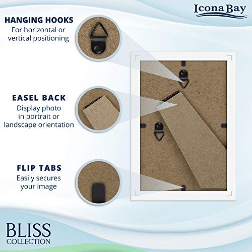 Icona Bay 4x6 Picture Frames (White, 12 Pack), Modern Style Wood Composite Frames Table Top or Wall Mount, Bliss Collection