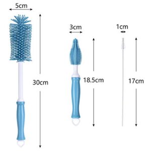 Swiftrans Straight Handle Silicone Bottle Cleaning Brush Hangable Portable Cup Brush Cleaning Kit with Bottle Brush, Straw Brush, Nipple Brush