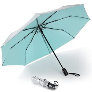 g4free upf 50+ uv protection large travel umbrella 46 inch auto open close windproof sun blocking umbrella (lake blue)