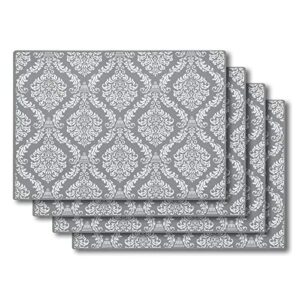 subekyu silicone placemats for dining table, place mats for toddlers/kids/baby set of 4, waterproof/non slip rubber placemats, heat resistant table mats for kitchen counter protector (light grey)