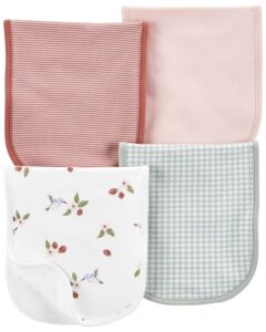 carter's baby girls 4 pack cotton burp cloths (pink/heather)