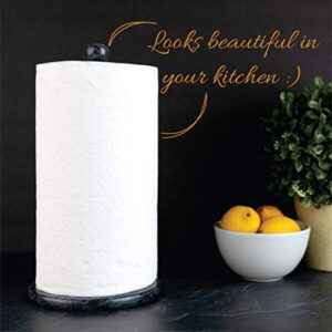 Homeries Marble Paper Towel Holder – Deluxe Upright Towel Dispenser for Kitchen Countertop, Cabinet & Bathrooms – Non Steel & Non Plastic Design – Heavy Duty, Solid Standup Paper Towel Holders