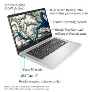 HP Chromebook 14-inch HD Laptop, Intel Celeron N4000, 4 GB RAM, 32 GB eMMC, Chrome (14a-na0010nr, Mineral Silver) (Renewed)