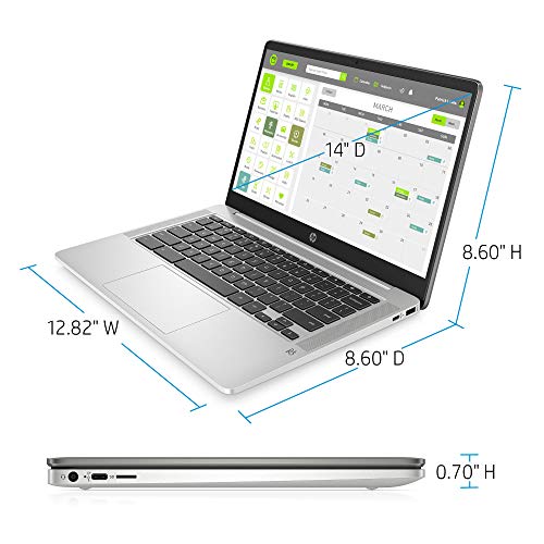 HP Chromebook 14-inch HD Laptop, Intel Celeron N4000, 4 GB RAM, 32 GB eMMC, Chrome (14a-na0010nr, Mineral Silver) (Renewed)