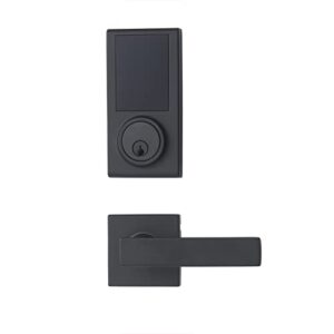 amazon basics grade 3 electronic touchscreen deadbolt door lock with passage lever, matte black, 133mm h uppper x 65.3mm h lower