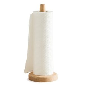firlar wooden standing paper towel holder, wood reel tissue holder rack countertop wooden paper roll holder for kitchen living bedroom home decoration