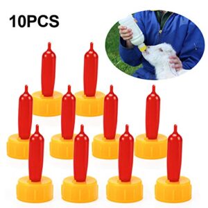 PAGOW 10PCS Pritchard Nipple for Goats, Small Animal Milk Drink Pritchard Nipple, Soft Rubber Pacifier for Nursing Lambs and Goat Kids