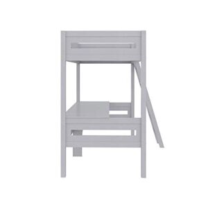 DHP Dorel Living Harlan Wood Bed with Ladder and GuardRail, Twin, Gray Loft