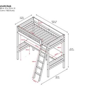 DHP Dorel Living Harlan Wood Bed with Ladder and GuardRail, Twin, Gray Loft