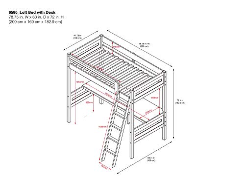 DHP Dorel Living Harlan Wood Bed with Ladder and GuardRail, Twin, Gray Loft