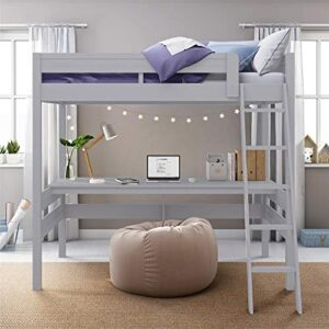 dhp dorel living harlan wood bed with ladder and guardrail, twin, gray loft