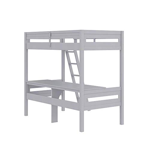 DHP Dorel Living Harlan Wood Bed with Ladder and GuardRail, Twin, Gray Loft