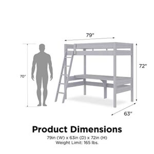 DHP Dorel Living Harlan Wood Bed with Ladder and GuardRail, Twin, Gray Loft