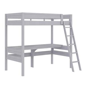 DHP Dorel Living Harlan Wood Bed with Ladder and GuardRail, Twin, Gray Loft