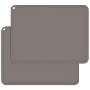 kids silicone placemats, baby placemats for kids toddler children reusable non-slip table mats baby food mats for restaurant, 2 pack, dark gray