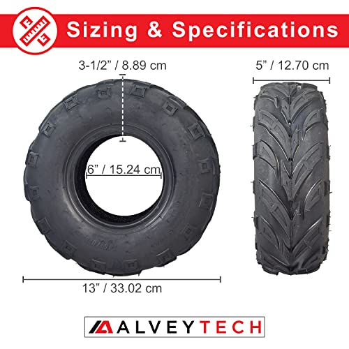 AlveyTech 145/70-6 Front Tires with V-Tread - For the Coleman KT196/CK196-T Go-Kart, All Terrain, Rubber Tubeless Tire for 4x4 Quad, Mini Dirt Bike, UTV, ATV, Lawn Mower and Electric Cart, (Set of 2)
