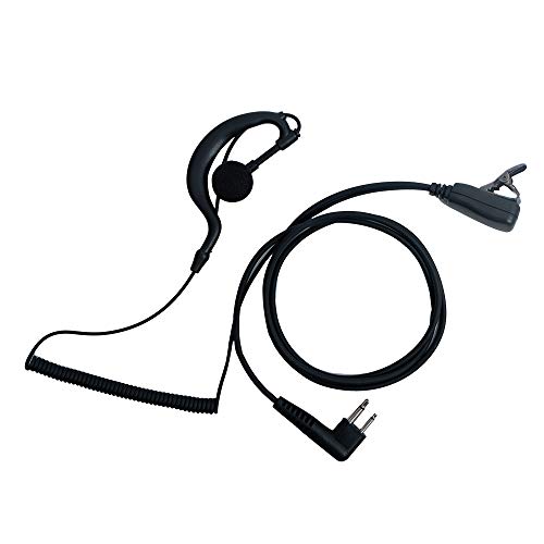 Klykon CLS 1410 Earpiece,G Shape Earpiece Headset with Mic Ptt Compatible with Motorola Cls1110 Cp200 Cls1410 Cp185 Cp200d Rdm2070d Walkie Talkie 2 Way Radio 2 Pin