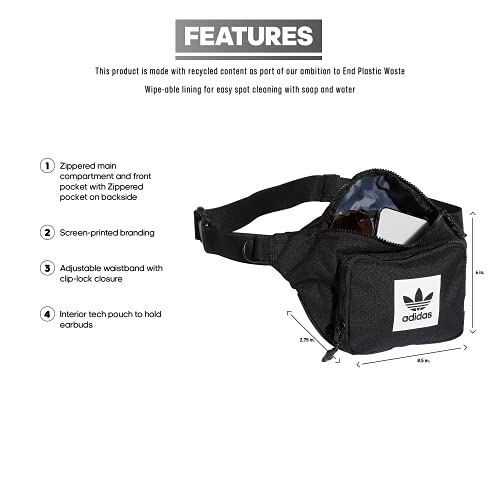 adidas Originals Originals Sport Hip Waist Pack, Black/White, One Size