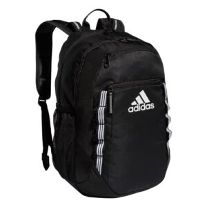 adidas excel 6 backpack, black/white 3 stripe webbing, one size