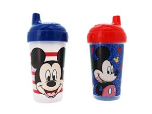 cudlie disney baby boy 2 pack 10 oz hard spout sippy cup for toddler, cheesin mickey
