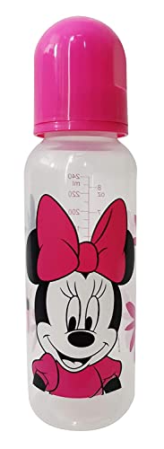 Cudlie Disney Baby Girl Minnie Mouse 9 oz Pack of 3 Baby Bottles, Tropic Floral