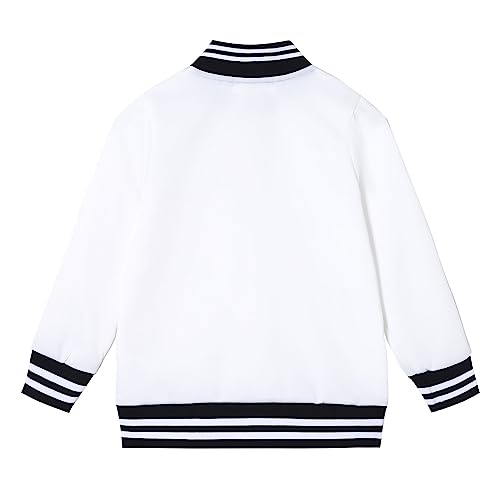 LittleSpring Toddler Fall Jacket for Boys Girls Bomber Lightweight Jacket Outerwear White 3T