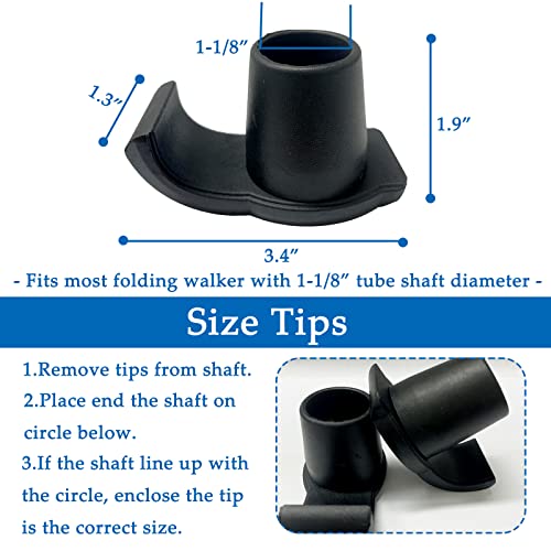 Walker Glide Skis - Universal Replacement Feet Rubber Tips Cap for Folding Walker, 1-1/8 Inch, 2 Counts