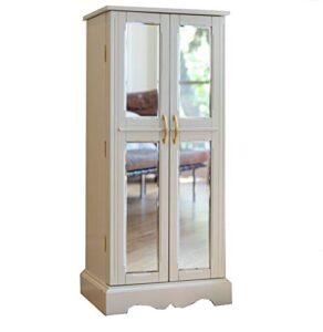 hives and honey chelsea jewelry armoire - french mirrored doors jewelry storage cabinet, white