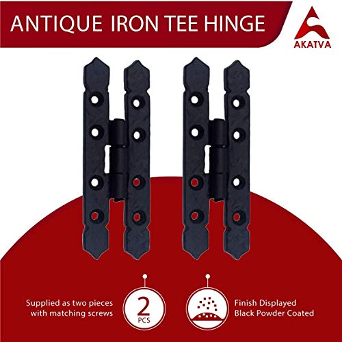 Akatva Cabinet Hinge Set - 4-Piece Cabinet Hinges for Wooden and Metal Cabinets, Cabinets - Antique Iron Cabinet Door Hinges Hardware Kit - Easy Setup Indoor, Outdoor Cabinet Door Hinge Set