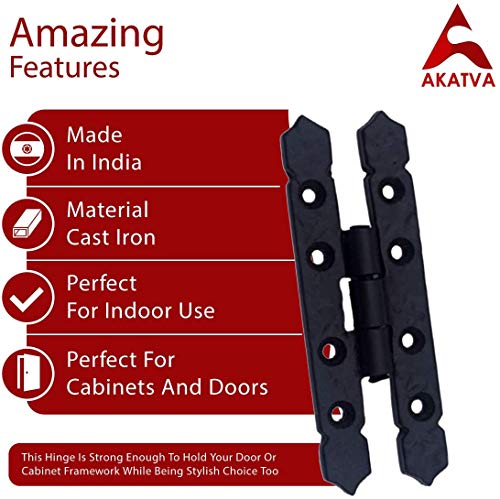 Akatva Cabinet Hinge Set - 4-Piece Cabinet Hinges for Wooden and Metal Cabinets, Cabinets - Antique Iron Cabinet Door Hinges Hardware Kit - Easy Setup Indoor, Outdoor Cabinet Door Hinge Set