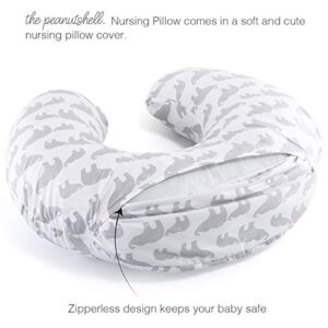 The Peanutshell Grey Elephant Nursing Pillow for Breastfeeding | Pillow & Nursing Pillow Cover for Baby Boys or Girls