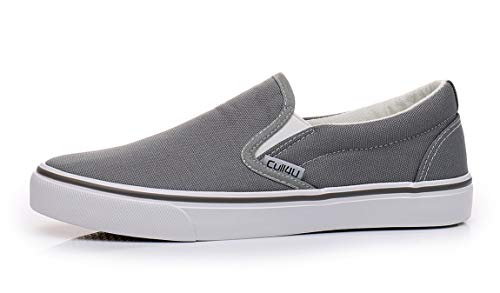 Cull4U Women's Classic Slip On Trainer Shoes (10 M US,Gray/White)