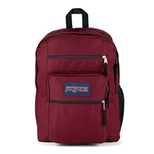 jansport big laptop backpack for college - computer bag with 2 compartments, ergonomic shoulder straps, 15” laptop sleeve, haul handle - book rucksack, russet red