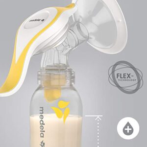 Medela New Harmony Manual Breast Pump with Flex Breast Shield and 100 Count Breast Milk Storage Bags, Compact Single Hand Breastpump, Ready to Use Breastmilk Bags for Breastfeeding