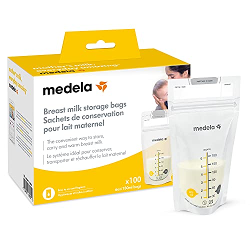 Medela New Harmony Manual Breast Pump with Flex Breast Shield and 100 Count Breast Milk Storage Bags, Compact Single Hand Breastpump, Ready to Use Breastmilk Bags for Breastfeeding