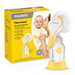 Medela New Harmony Manual Breast Pump with Flex Breast Shield and 100 Count Breast Milk Storage Bags, Compact Single Hand Breastpump, Ready to Use Breastmilk Bags for Breastfeeding