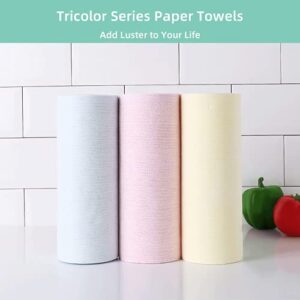 KitchLife Reusable Bamboo Paper Towels - 3 Rolls = 12 Months Supply, Washable and Recycled Paper Rolls, Zero Waste Sustainable Gifts, Environmentally Friendly, Tricolor