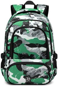 boys school backpack for kids elementary middle school bags for teens childs camouflage primary book bags lightweight durable gifts fourth fifth sixth grade 17 inch ages 4.5.6.7.8.9.10 (green)